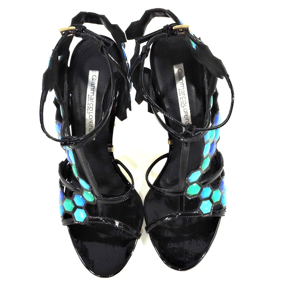 GIANMARCO LORENZI 🇮🇹 WOMEN'S MULTICOLOR LEATHER FASHION SANDALS - Picture 7 of 10